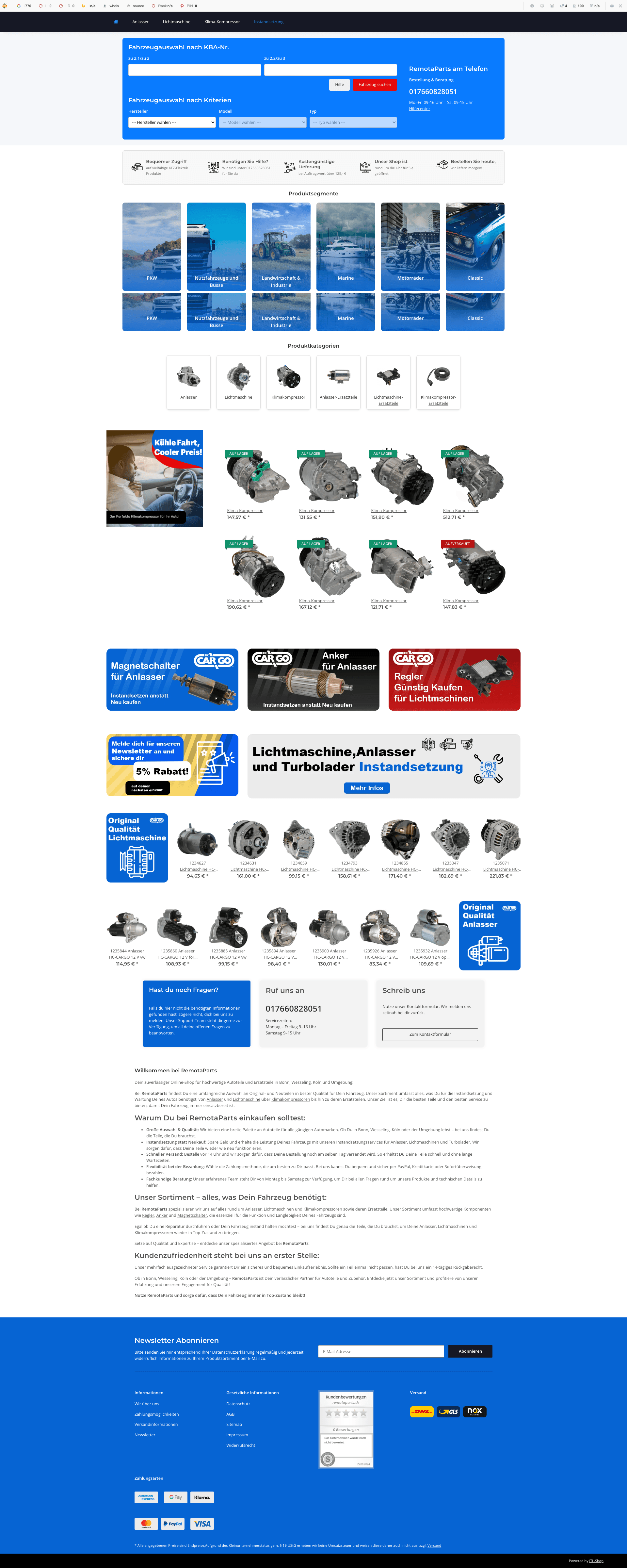 RemotaParts - Dein zuverlässiger Online-Shop für hochwertige Autoteile und Ersatzteile in Bonn, Wesseling, Köln und Umgebung!