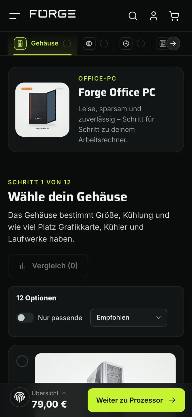 FORGE – Konfigurator auf dem Smartphone