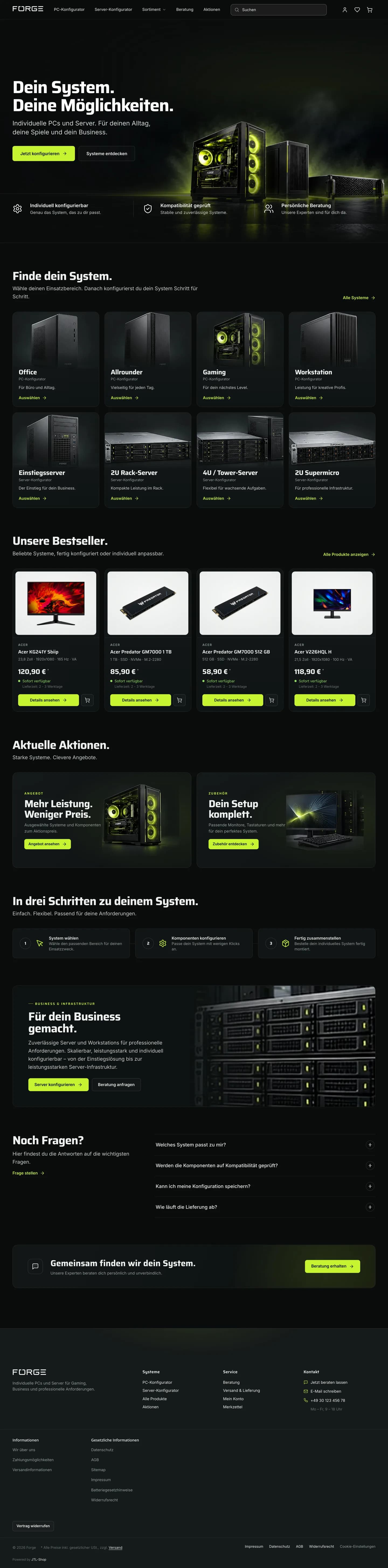 FORGE – komplette Startseite