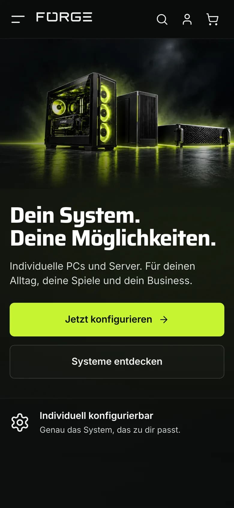 FORGE – Startseite auf dem Smartphone
