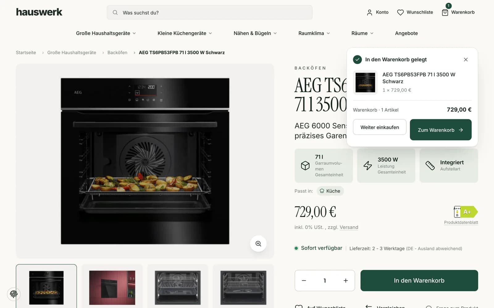 Hauswerk – Panel „In den Warenkorb gelegt“