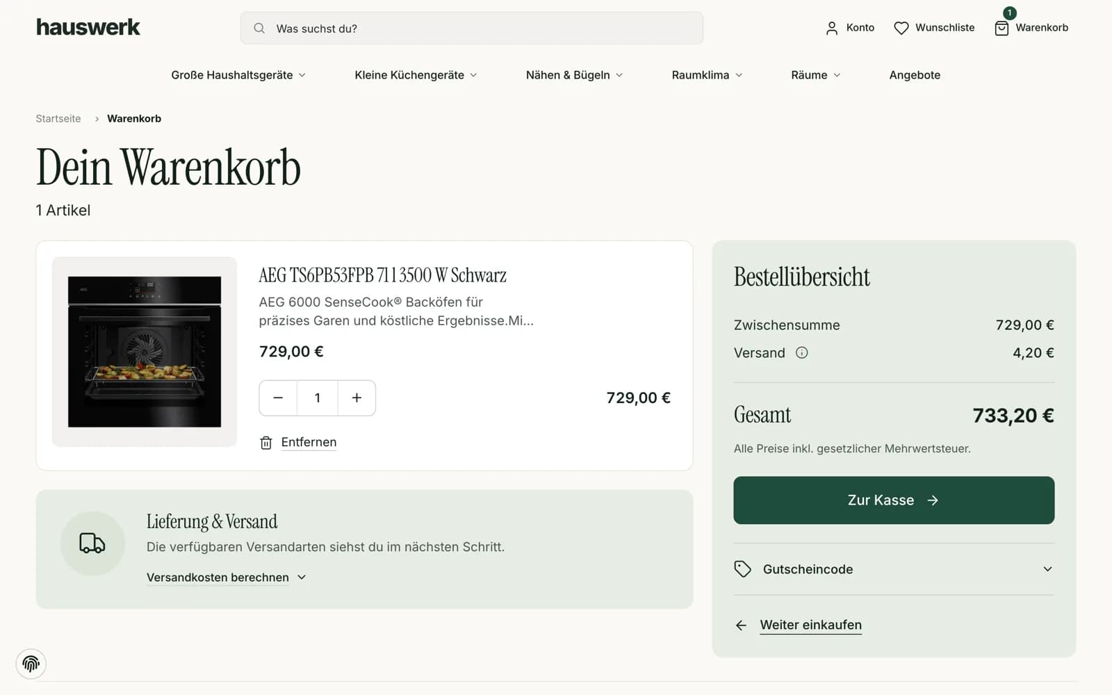 Hauswerk – Warenkorb