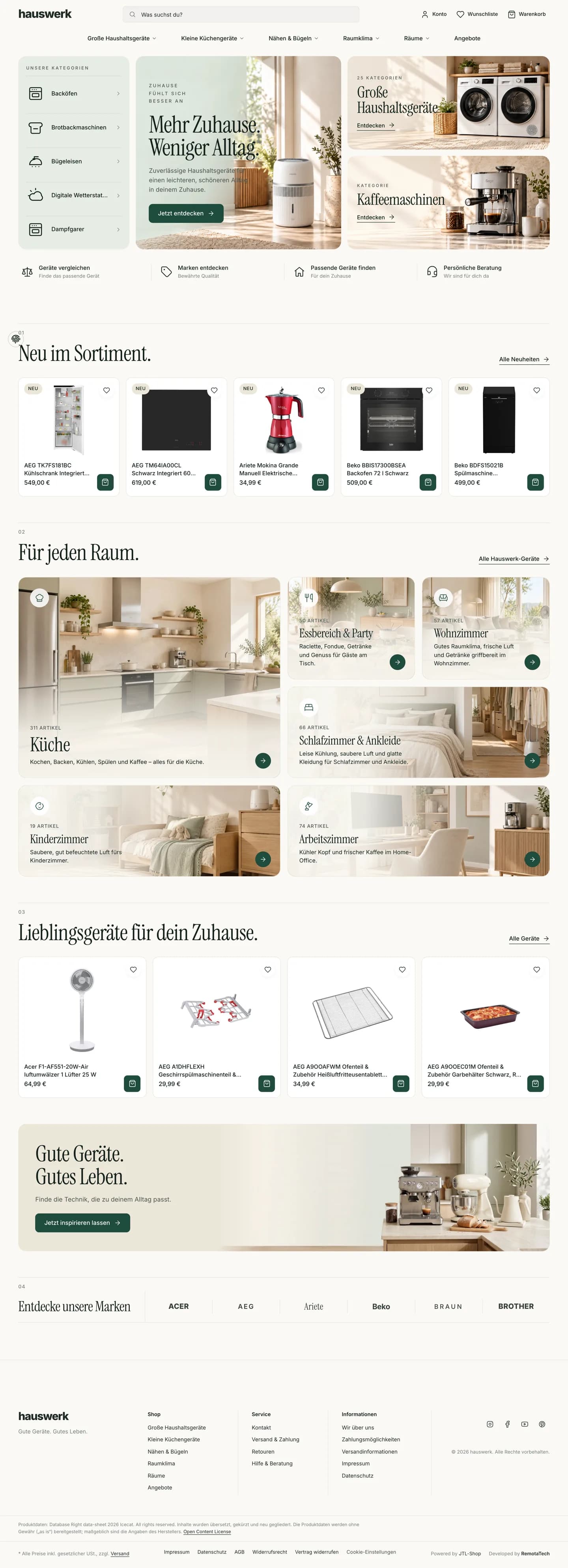 Hauswerk – komplette Startseite