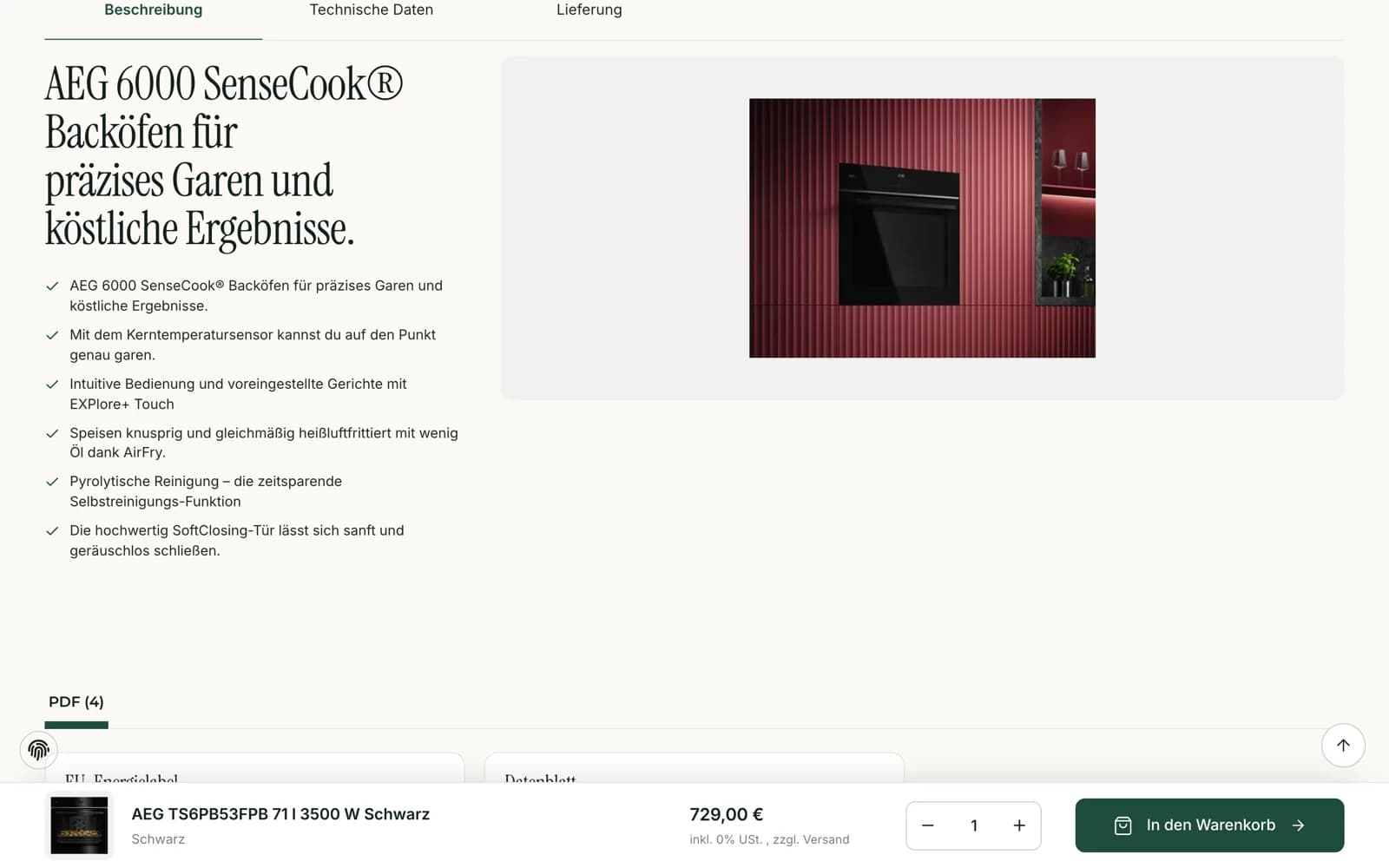 Hauswerk – Produktseite mit Sticky-Kaufleiste